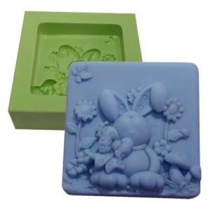 Molde Quadrado coelho com laço