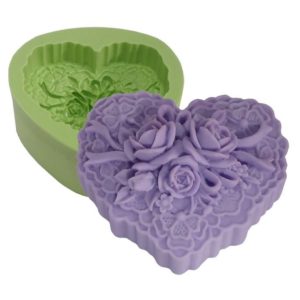 Molde Coração com laço e rendas