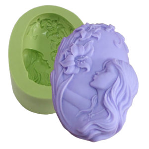 Molde Oval mulher com flor 