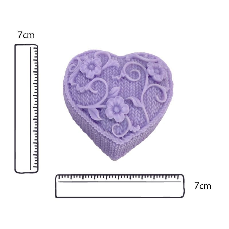 Forma de Silicone Coração de Crochê e Flores - Imagem 2